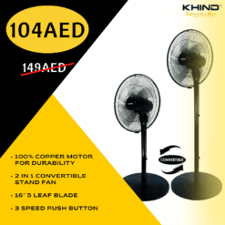 Khind Stand Fan SF1663G - 30% Off - Copper Motor, Shop Stand Fan 104 AED Dubai Online