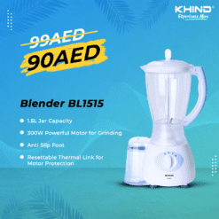 Blender BL1515 Brand From Malaysia with 1.5L Capacity, 1.5L Jar and 0.6L Mill, DSS Sale Dubai UAE