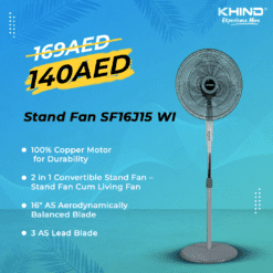 KHIND Stand Fan SF16J15 WI, 16 Inch, High Air Delivery (Winter Grey) DSS Sale Dubai UAE